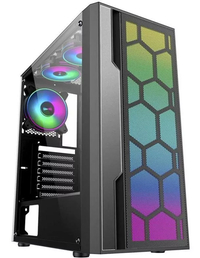 Gabinete Gamer Kmex Cg-02Tt Multiverso, Sem Fonte, Sem Fan, Led Rgb, Preto, Lateral De Vidro - Imagem do Produto