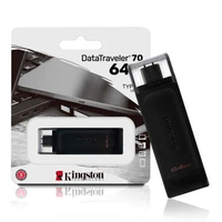 Pen Drive 064 Gb Kingston Dt70/64Gb Datatraveler, Usb-C 3.0, Preto - Imagem do Produto