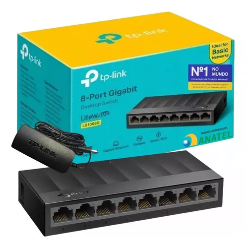 Switch 08 Portas Tp-Link Litewave Ls1008G, Gigabit 10/100/1000 Mbps, Case Plástico - Imagem do Produto