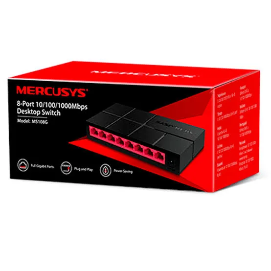 Switch 08 Portas Mercusys Ms108G, 10/100/1000 Mbps, Gigabit - Imagem do Produto