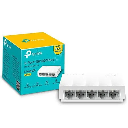 Switch 05 Portas Tp-Link Ls1005, Fast Ethernet, 10/100 Mbps, Case Plástico - Imagem do Produto