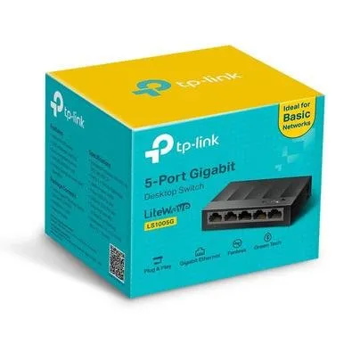 Switch 05 Portas Tp-Link Litewave Ls1005G, Gigabit 10/100/1000 Mbps, Case Plástico - Imagem do Produto