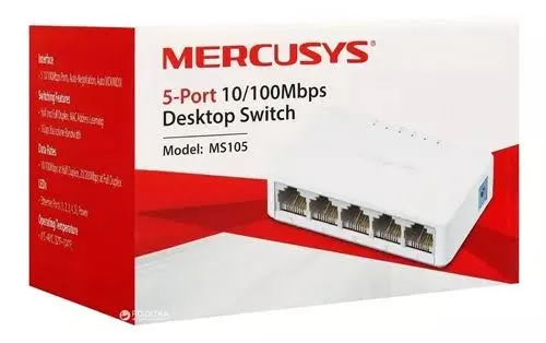 Switch 05 Portas Mercusys Soho Ms105, 10/100 Mbps - Imagem do Produto