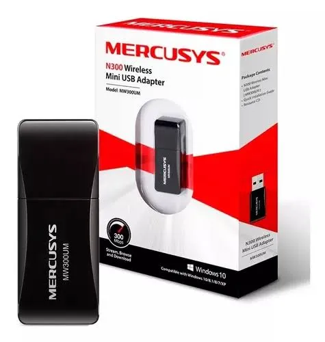 Adaptador Sem Fio Mercusys Mw300Um, Wireless, Single Band 2.4 Ghz, 300 Mb/S, Mini, Usb - Imagem do Produto