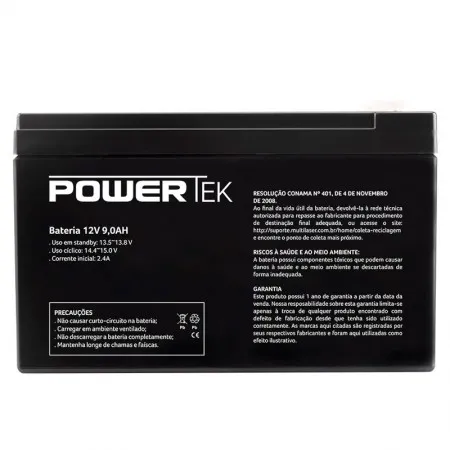 Bateria Selada Chumbo Powertek Nobreak, Eno15, 12V x 9Ah - Imagem do Produto