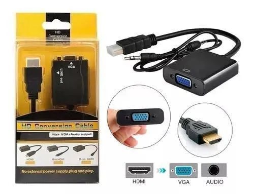 Cabo Adaptador De Vídeo Hdmi Macho Para Vga Fêmea, 15 Cm, Com Áudio, Md9 7108 - Imagem do Produto