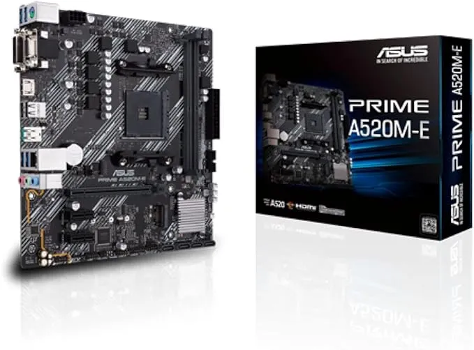 Placa-Mãe ASUS Prime - A520M-E, AMD AM4, mATX, DDR4 - Imagem do Produto