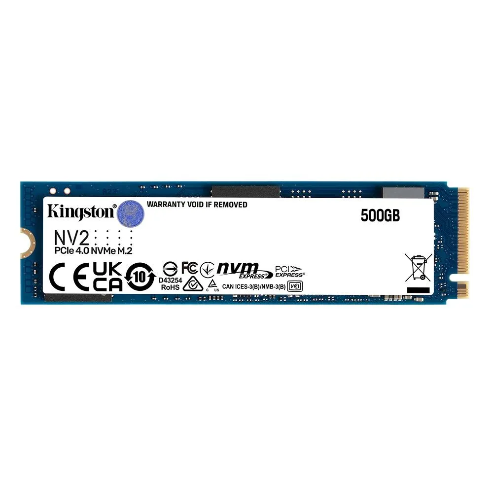 Ssd Nvme 500 Gb Kingston Nv2 Snv2S/500G, 4.0, Lê: 3.500 Mb/S, Grava: 2.100 Mb/S - Imagem do Produto