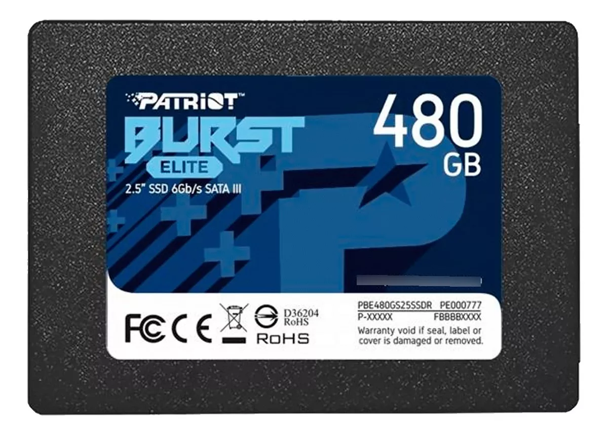 Ssd Sata3 480 Gb Patriot Burst Elite Pbe480Gs25Ssdr, Lê: 450 Mb/S, Grava: 320 Mb/S - Imagem do Produto