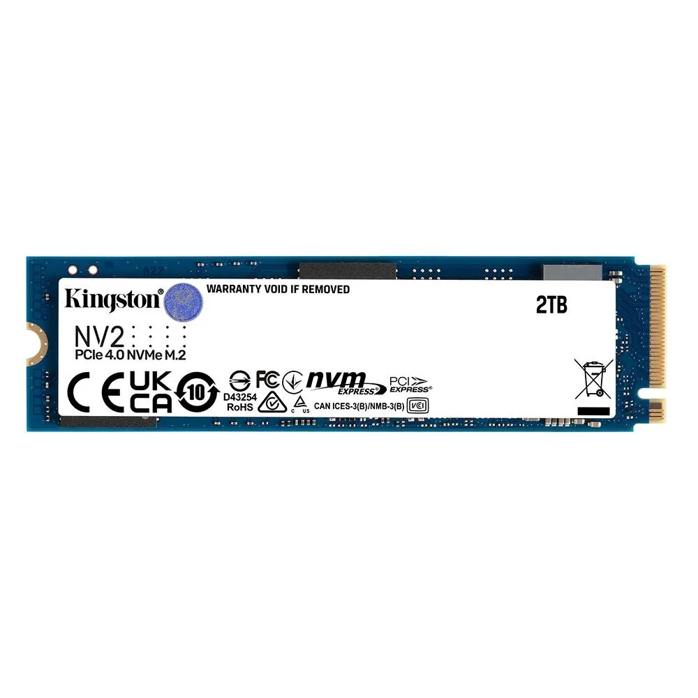 Ssd Nvme 2 Tb Kingston Nv2 Snv2S/2000G, 4.0, Lê: 3.500 Mb/S, Grava: 2.800 Mb/S - Imagem do Produto