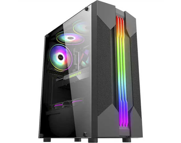 Gabinete Gamer Kmex Cg-01A9 Bifrost Vi, Sem Fonte, Sem Fan, LED NÃO FUNCIONA, Preto, Lateral De Vidro - Imagem do Produto