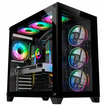 Gabinete Gamer Kmex Cg-P3R4 Space Streamer, Sem Fonte, 3 Fans, Argb, Preto, Lateral De Vidro - Imagem do Produto