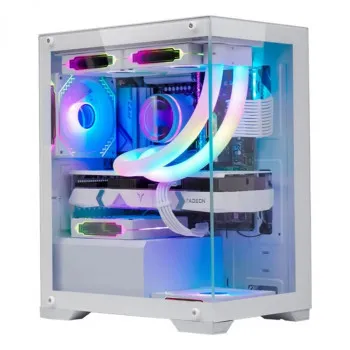 Gabinete Gamer K Mex Micro Poseidon W1H5 Mini, Sem Fonte, Sem Fan, Branco, Lateral De Vidro - Imagem do Produto