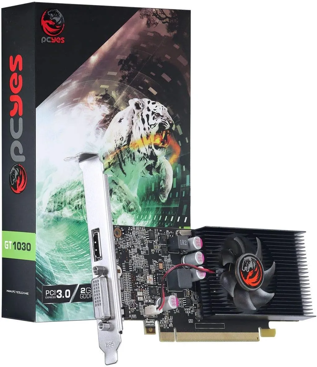 Placa De Vídeo Geforce Ddr5 2Gb 64 Bits Gt 1030 Pcyes, 1 Fan, Hdmi, Dvi, Low Profile, Pa1030Gtg5Lp - Imagem do Produto