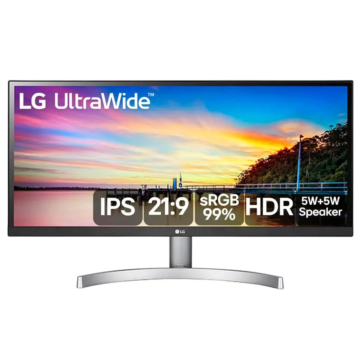 Monitor Gamer Led 29" Lg 29Wk600-W, Ips, Ultrawide, 5Ms, 75Hz, Full Hd, Dp, Hdmi, Alto Falante, Vesa, Branco - Imagem do Produto