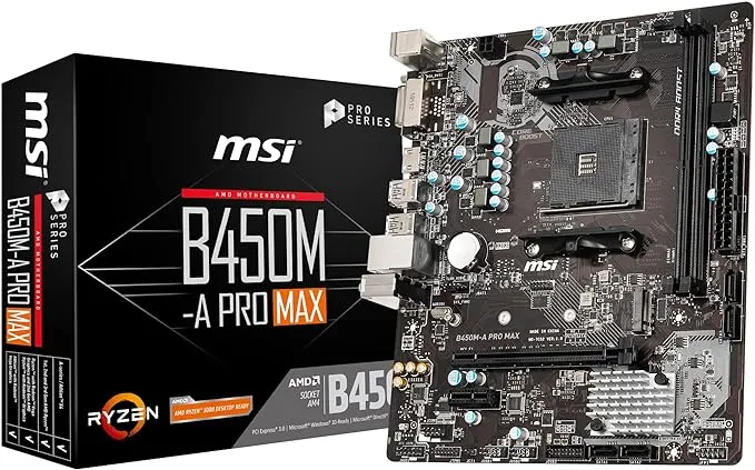 Placa Mãe MSI B450M-A Pro Max, AMD AM4, Micro-ATX, DDR4 - Imagem do Produto