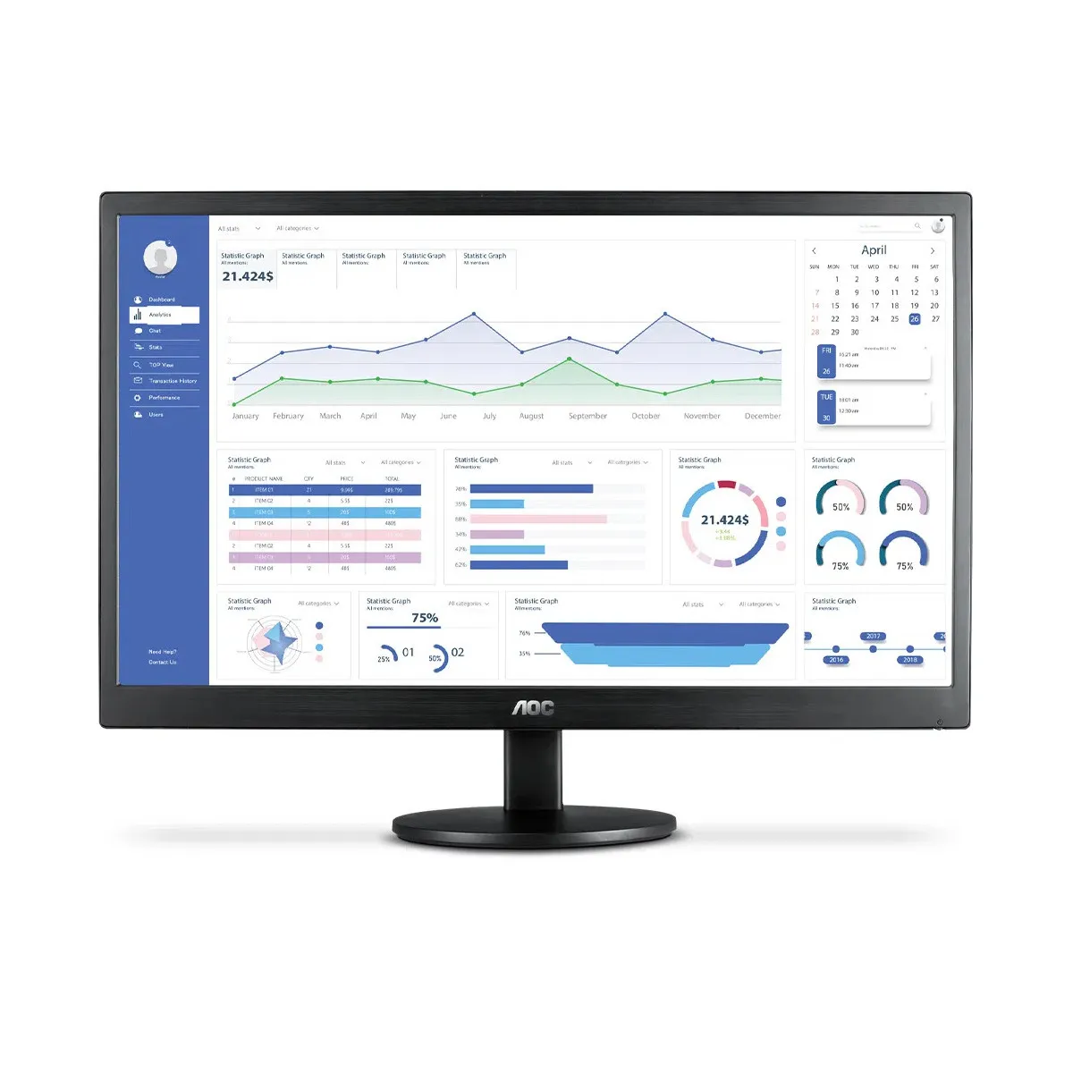 Monitor Led 18.5" Aoc E970Swhnl, Tn, 5Ms, 60Hz, Hd, Hdmi, Vga, Aj. Inclinação, Preto, Gar: RA - Imagem do Produto