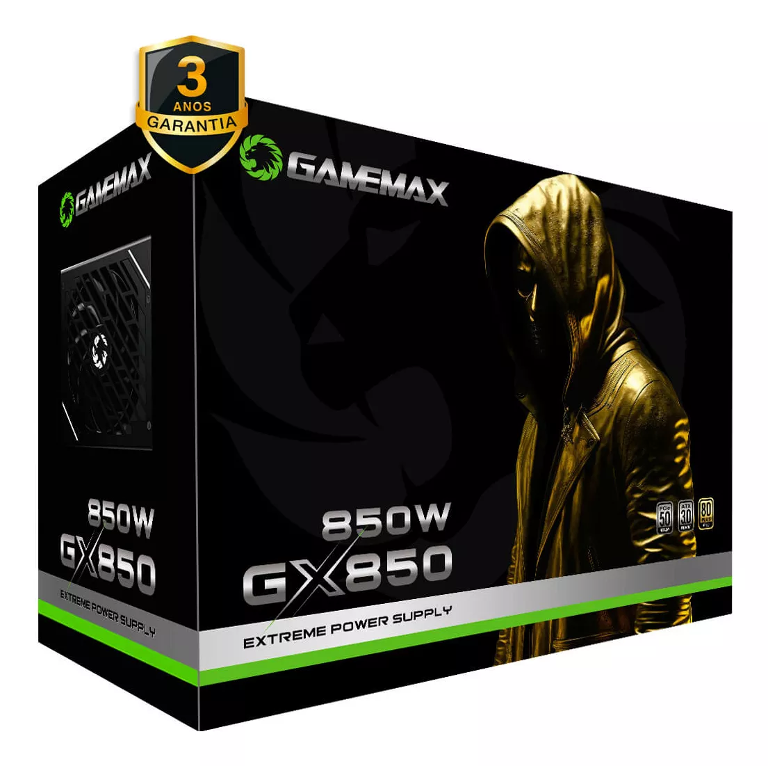 Fonte Atx 850 W Gamemax Gx850 Extreme, Gx850Pbkps18810Br, 80 Plus Gold, Modular, Pfc Ativo, - Imagem do Produto