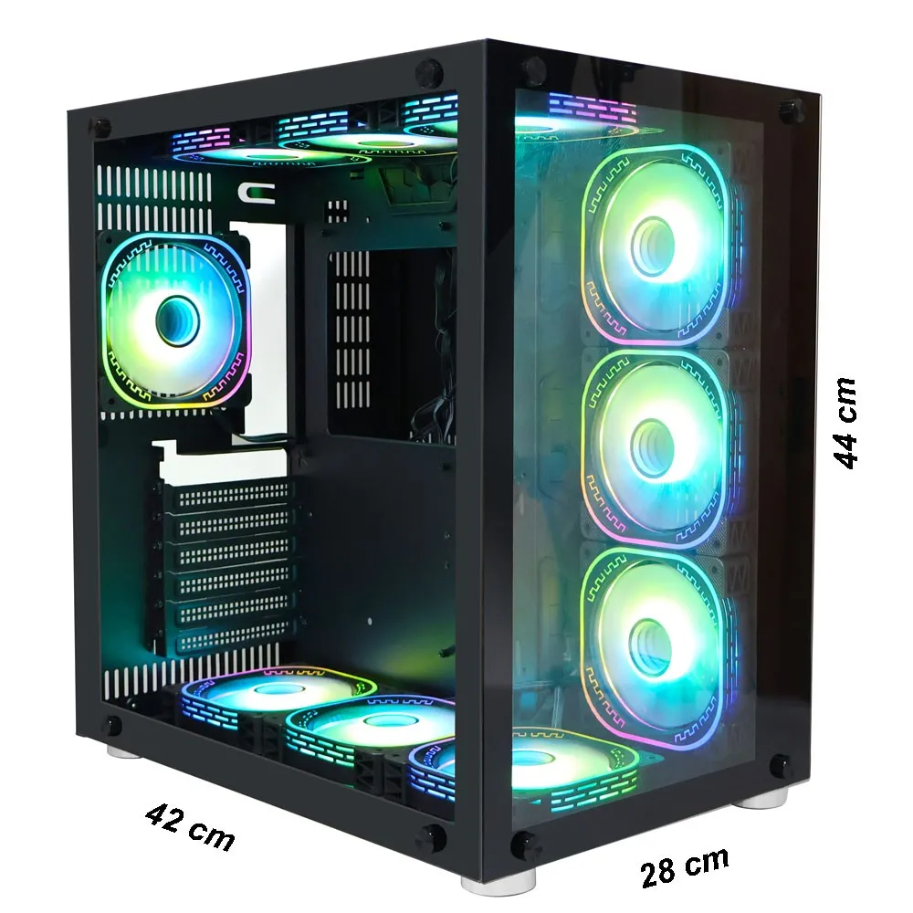 Gabinete Gamer Aquarium Glass Premium Atx Black Line - Imagem do Produto