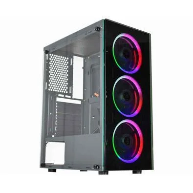 Gabinete Gamer Kmex Cg-Al10 Divinus, Sem Fonte, 3 Fans, Rgb, Preto, Lateral De Vidro - Imagem do Produto