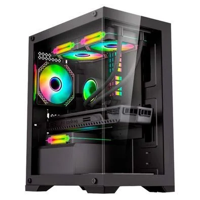 Gabinete Gamer Kmex Microposeidon 12H5 Mini, Sem Fonte, Sem Fan, Preto, Lateral De Vidro - Imagem do Produto