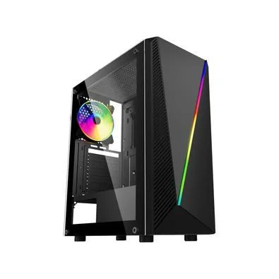 Gabinete Gamer K Mex CG-05Aa Yaiba E, Sem Fonte, Sem Fan, Led Rgb, Preto, Lateral De Vidro - Imagem do Produto