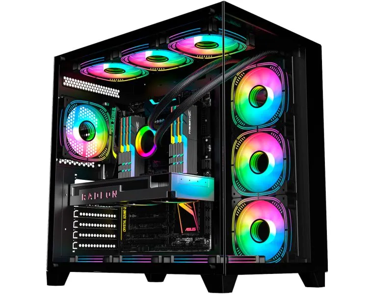 Gabinete Gamer Kmex Cg-02J1 Ghost Shark, Sem Fonte, Sem Fan, Led Rgb, Preto, Lateral De Vidro - Imagem do Produto