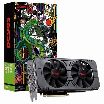 Placa De Vídeo Geforce Ddr6 6gb/192 Bits Rtx 2060 Pcyes, 2 Fans, Dp, Dvi, Hdmi, Pa2060Rtx6Gdf - Imagem do Produto