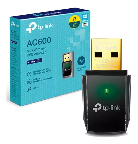 Adaptador Sem Fio Tp-Link Archer T2U Nano Ac600, Wireless, Dual Band 2.4/5 Ghz, 633 Mb/s, Usb 2.0 - Imagem do Produto