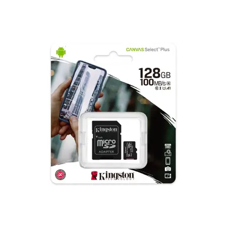 Cartão de Memória 128 GB Kingston Canvas Select Plus, Sdcs2/128Gb, MicroSD, Classe 10, Com Adaptador - Imagem do Produto