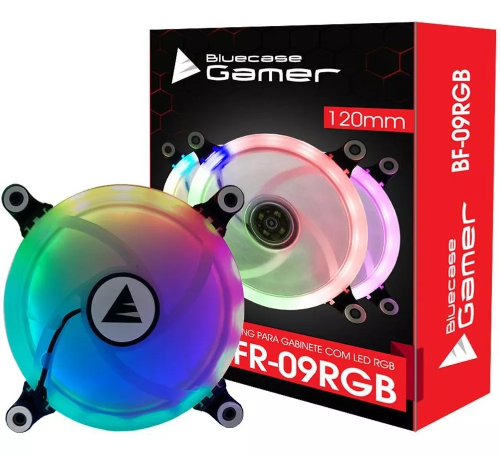 Cooler Fan Rgb Bluecase Bfr-09Rgb Ring, Controlável, 6 pinos, Led, 120X120X25 Mm - Imagem do Produto