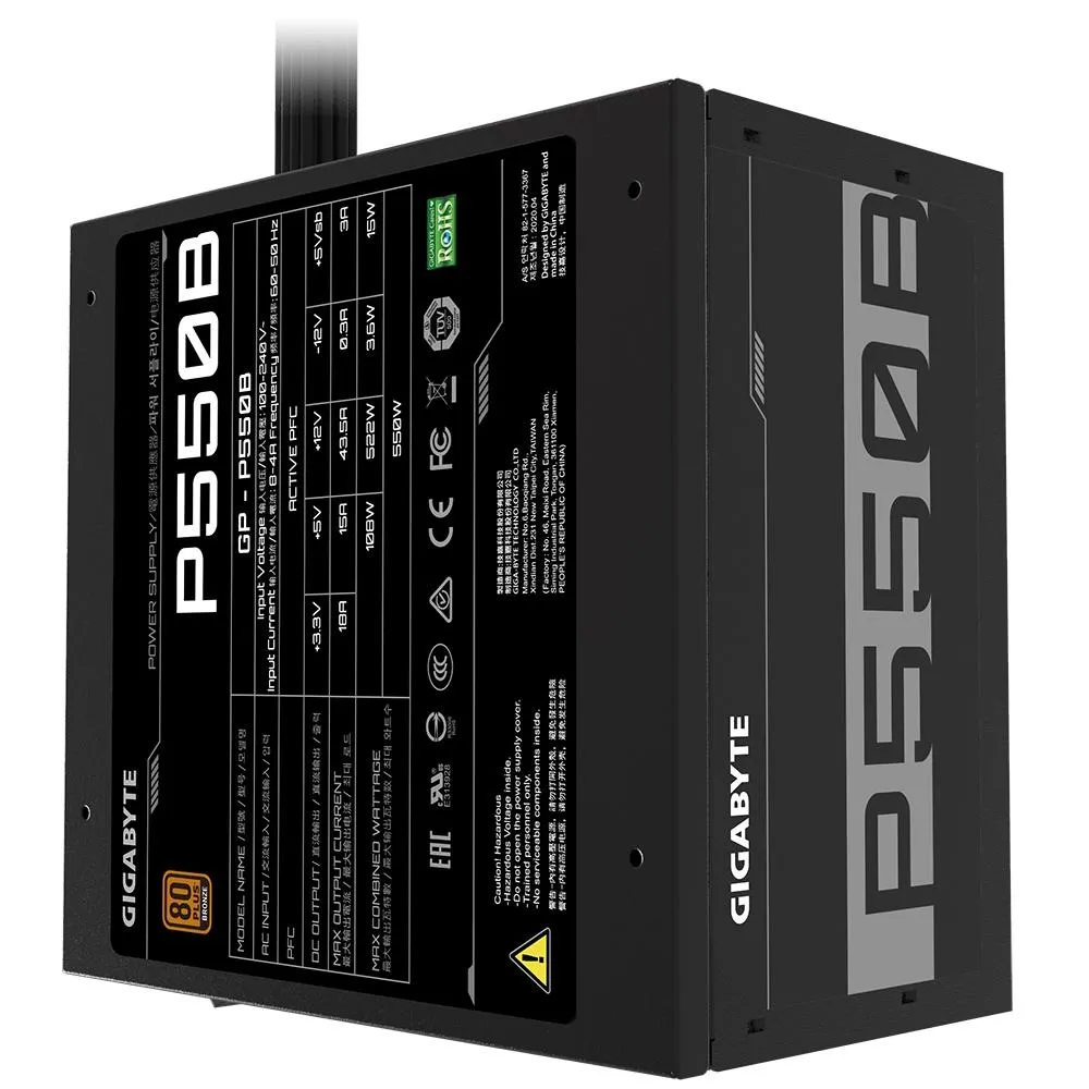 Fonte Atx 550 W Gigabyte Gp-P550B, 80 Plus Bronze, 28200-P550B-1Brr - Imagem do Produto