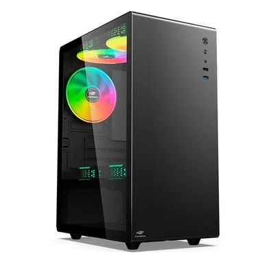 Gabinete Gamer C3Tech Mt-G200Bk, Sem Fonte, 3 Fans, Rgb, Preto, Lateral De Vidro - Imagem do Produto