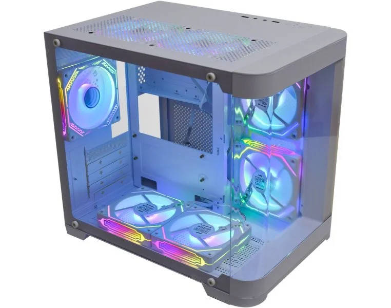 Gabinete Gamer Kmex Cg-W1Ag Aqua Curva, Sem Fonte, Sem Fan, Branco, Lateral De Vidro - Imagem do Produto