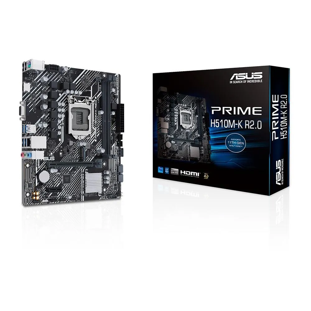 Placa Mãe ASUS PRIME H510M-K, Chipset H510, Intel LGA 1200, mATX, DDR4, 90MB17N0-M0EAY0 - Imagem do Produto