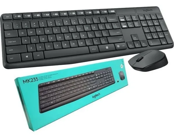 Kit Teclado E Mouse Sem Fio Logitech Mk235, Resistente À Água, Cinza, Abnt2, 920-007903 - Imagem do Produto