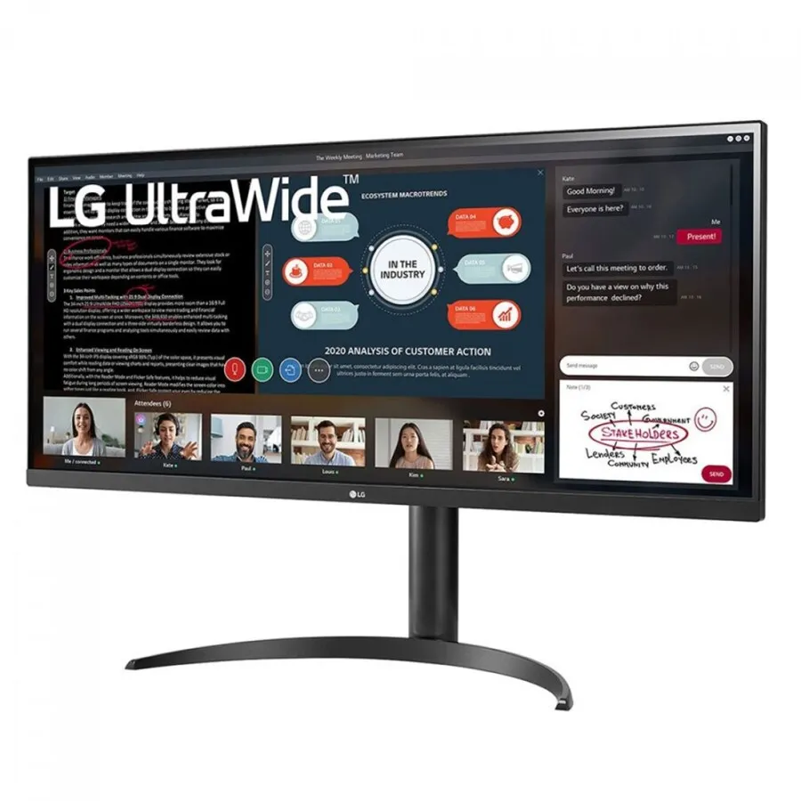 Monitor Gamer Led 34" Lg 34Wp550, Ips, Ultrawide, 5Ms, 75Hz, Full Hd, 2Hdmi, Headphone Out, Aj. Altura, Preto, Gar: RA - Imagem do Produto