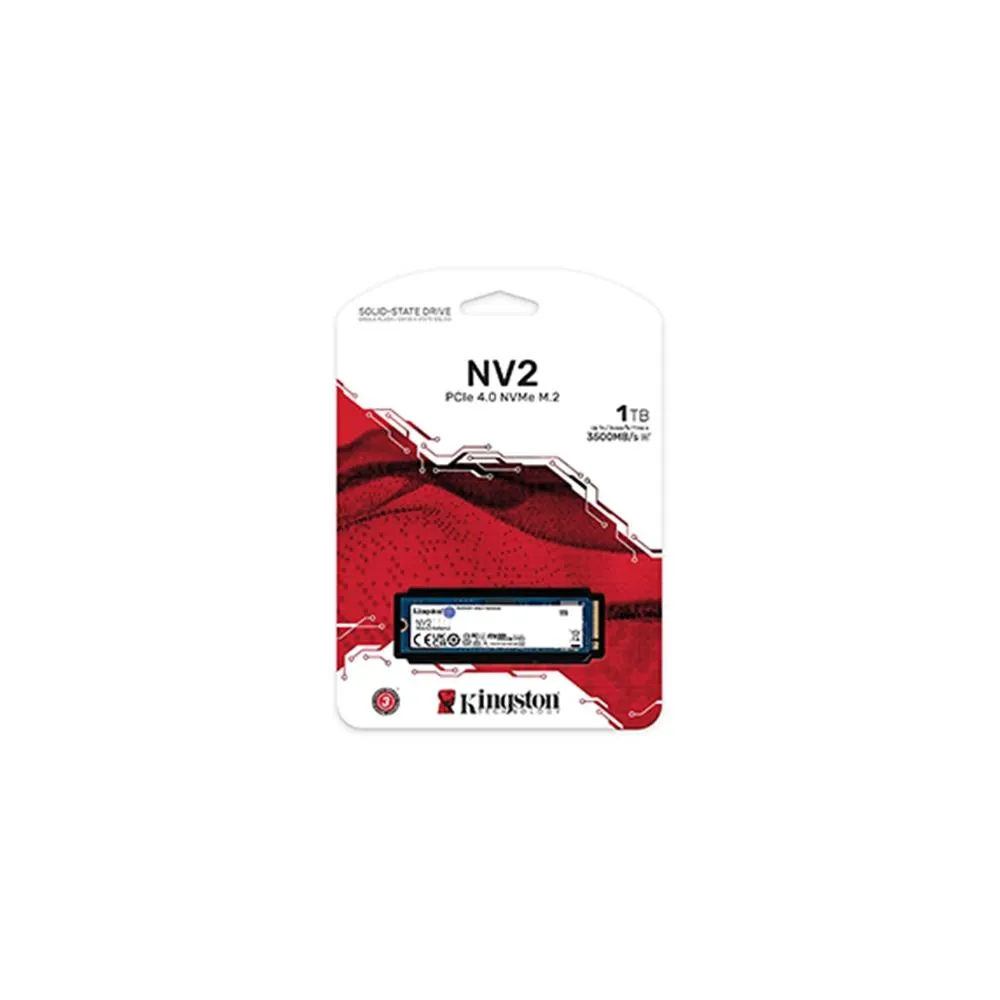 SSD 1 TB Kingston NV2, M.2 2280 PCIe, NVMe, Leitura: 3500 MB/s e Gravação: 2100 MB/s - SNV2S/1000G - Imagem do Produto