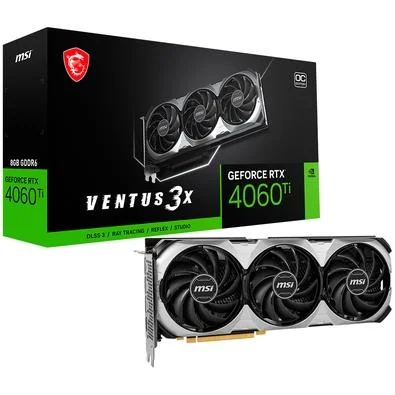 Placa De Vídeo Geforce Ddr6 08Gb/128 Bits Rtx 4060 Ti Msi Ventus 3X, 3 Fans, Dp, Hdmi, 912-V515-023 - Imagem do Produto