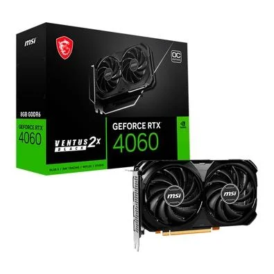 Placa De Vídeo Geforce Ddr6 08Gb/128 Bits Rtx 4060 Msi Ventus Black 2X, 2 Fans, Dp, Hdmi, 912-V516-012 - Imagem do Produto