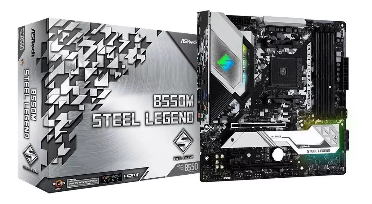 Placa Mãe Am4 Asrock B550M Steel Legend, Ddr4 128Gb, M2/Nvme, Displayport, Hdmi - Imagem do Produto