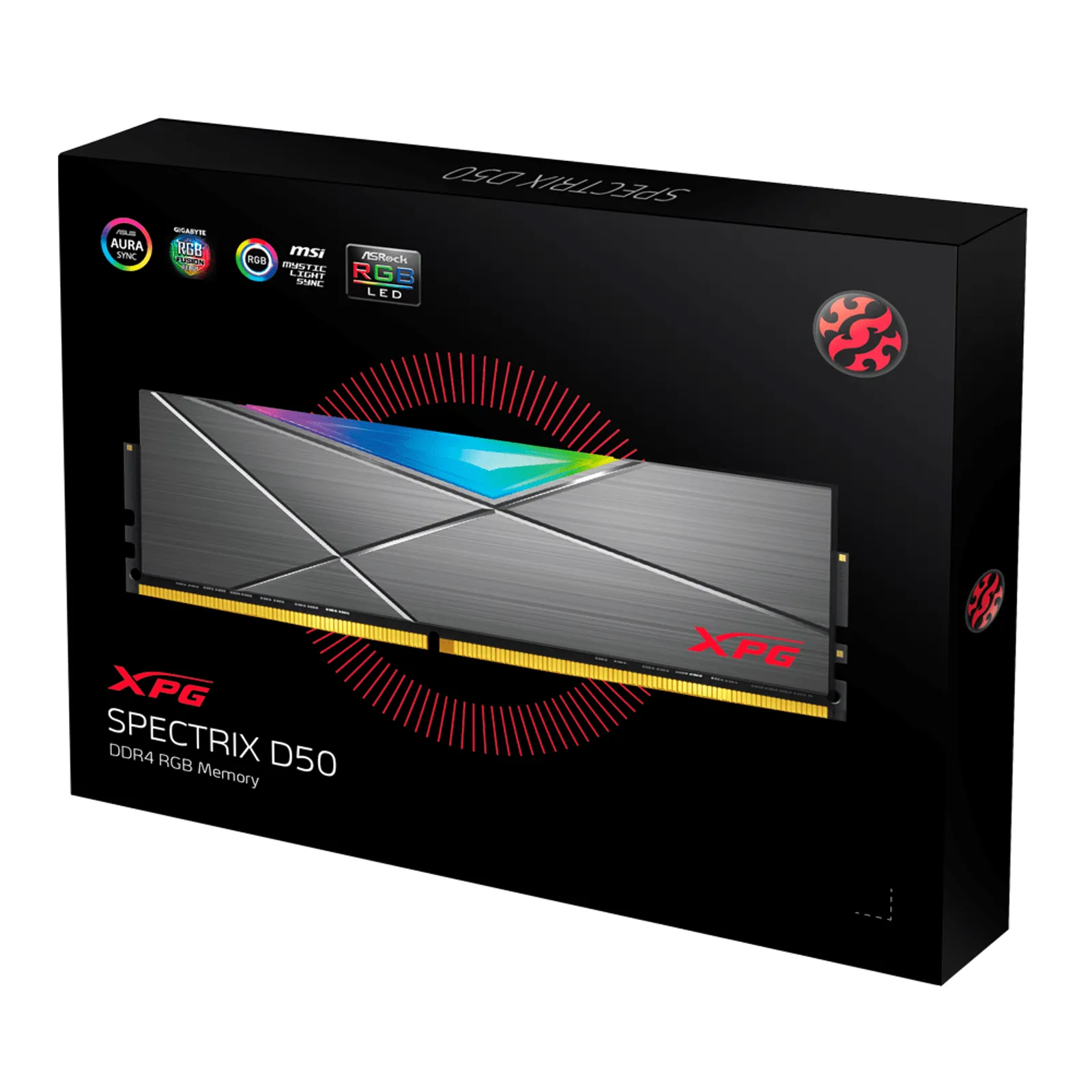 Memória Desktop Ddr4 08Gb/3200Mhz Adata Xpg Spectrix D50, Rgb, Cl 16, 1.35V, Ax4U32008G16A-St50 - Imagem do Produto