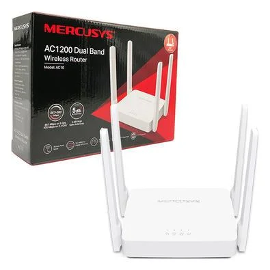 Roteador Mercusys Ac10 Ac1200, Wireless, Dual Band 2.4/5 Ghz, 867 Mb/S, 4 Antenas - Imagem do Produto