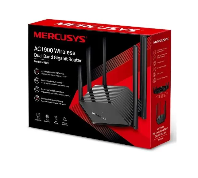 Roteador Mercusys Mr50G, Ac1900, Wireless, Gigabit, Dual Band 2.4/5 Ghz, 1.900 Mb/S, 6 Antenas, Mu-Mimo - Imagem do Produto