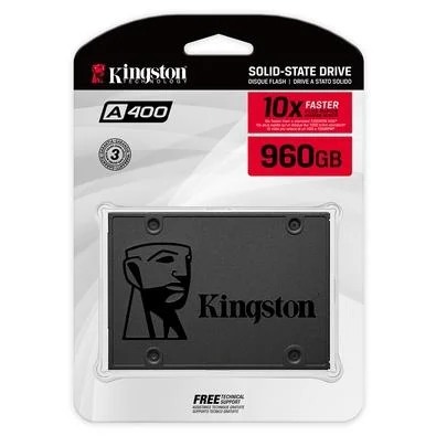 Ssd Sata3 960 Gb Kingston Sa400S37/960G, Lê: 500 Mb/S, Grava: 450 Mb/S, 2.5", 7 Mm - Imagem do Produto