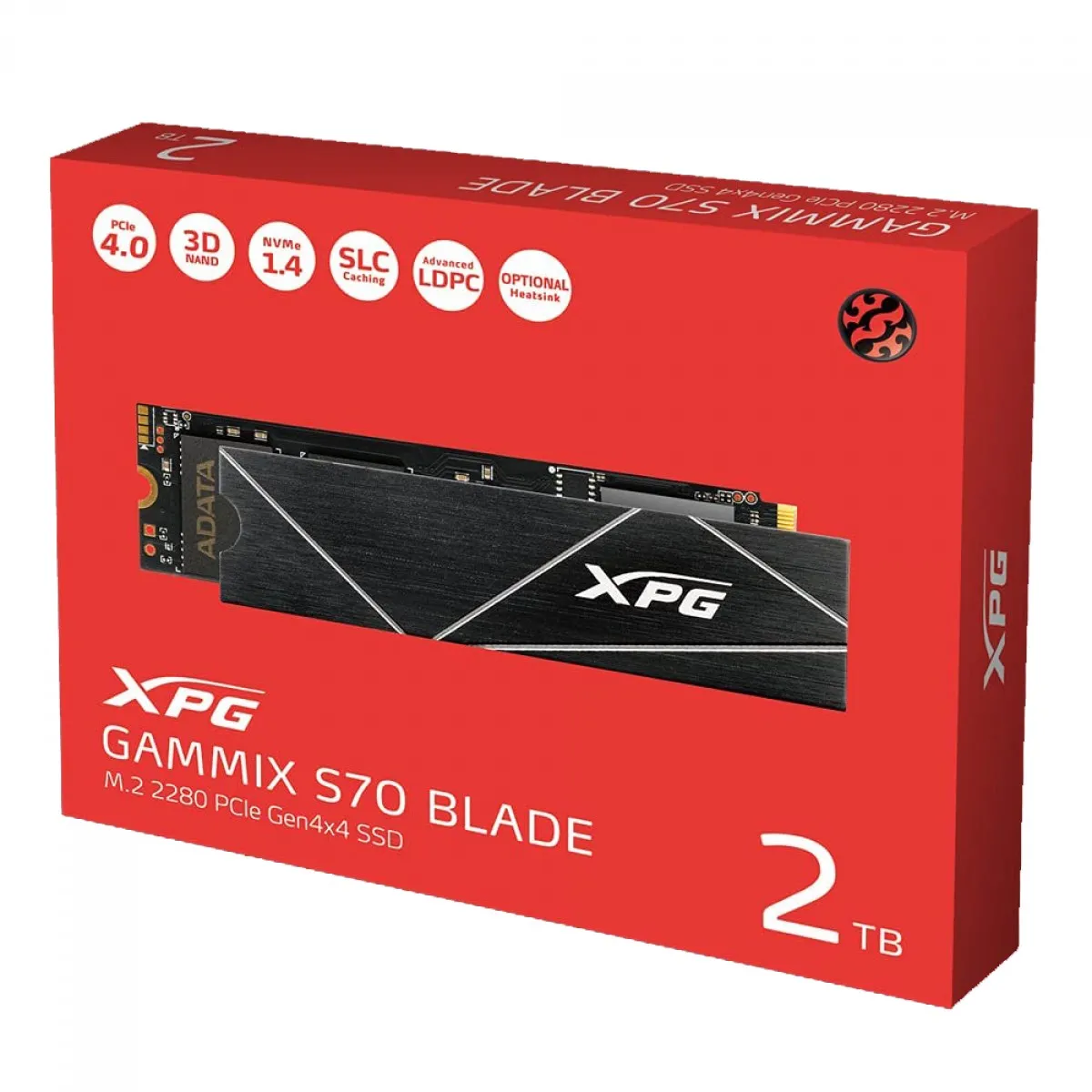 Ssd Nvme 2 Tb Xpg Agammixs70B-2T-Cs, 4.0, Lê: 7.400 Mb/S, Grava: 6.800 Mb/S, Tlg4000, Ps5 - Imagem do Produto