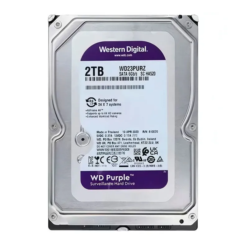 HD WESTERN DIGITAL WD PURPLE, 2TB, 3.5, 5400RPM, SATA III 6GB/S, CACHE 256MB, WD23PURZ - Imagem do Produto